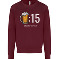 Beer O'Clock Funny Alcohol Mens Sweatshirt Jumper Maroon