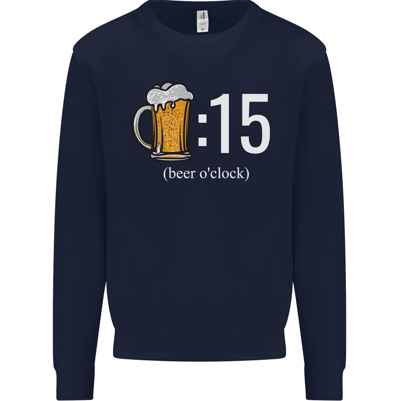 Beer O'Clock Funny Alcohol Mens Sweatshirt Jumper Navy Blue