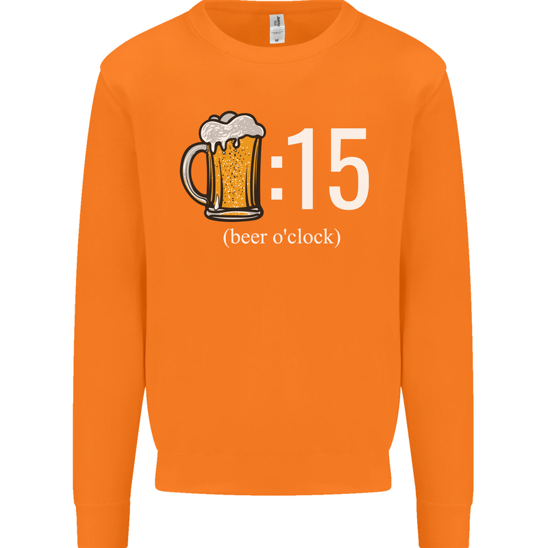 Beer O'Clock Funny Alcohol Mens Sweatshirt Jumper Orange