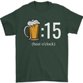 Beer O'Clock Funny Alcohol Mens T-Shirt 100% Cotton Forest Green