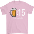 Beer O'Clock Funny Alcohol Mens T-Shirt 100% Cotton Light Pink