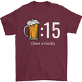 Beer O'Clock Funny Alcohol Mens T-Shirt 100% Cotton Maroon
