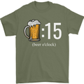 Beer O'Clock Funny Alcohol Mens T-Shirt 100% Cotton Military Green