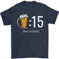 Beer O'Clock Funny Alcohol Mens T-Shirt 100% Cotton Navy Blue