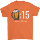 Beer O'Clock Funny Alcohol Mens T-Shirt 100% Cotton Orange