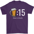 Beer O'Clock Funny Alcohol Mens T-Shirt 100% Cotton Purple