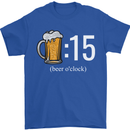 Beer O'Clock Funny Alcohol Mens T-Shirt 100% Cotton Royal Blue