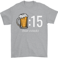 Beer O'Clock Funny Alcohol Mens T-Shirt 100% Cotton Sports Grey