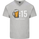 Beer O'Clock Funny Alcohol Mens V-Neck Cotton T-Shirt Sports Grey