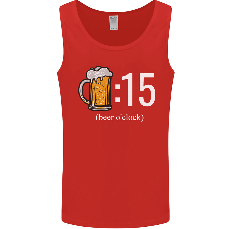 Beer O'Clock Funny Alcohol Mens Vest Tank Top Red