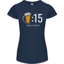 Beer O'Clock Funny Alcohol Womens Petite Cut T-Shirt Navy Blue