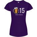 Beer O'Clock Funny Alcohol Womens Petite Cut T-Shirt Purple