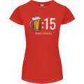 Beer O'Clock Funny Alcohol Womens Petite Cut T-Shirt Red
