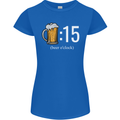Beer O'Clock Funny Alcohol Womens Petite Cut T-Shirt Royal Blue