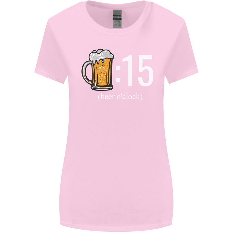 Beer O'Clock Funny Alcohol Womens Wider Cut T-Shirt Light Pink