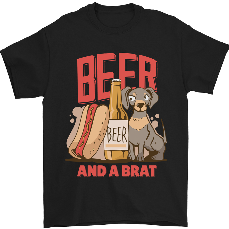 a black t - shirt with beer and a dog on it