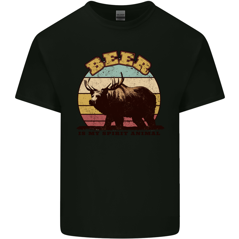 Beer is My Spiritual Animal Funny Alcohol Bear Mens Cotton T-Shirt Tee Top Black