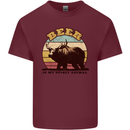 Beer is My Spiritual Animal Funny Alcohol Bear Mens Cotton T-Shirt Tee Top Maroon