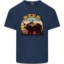 Beer is My Spiritual Animal Funny Alcohol Bear Mens Cotton T-Shirt Tee Top Navy Blue