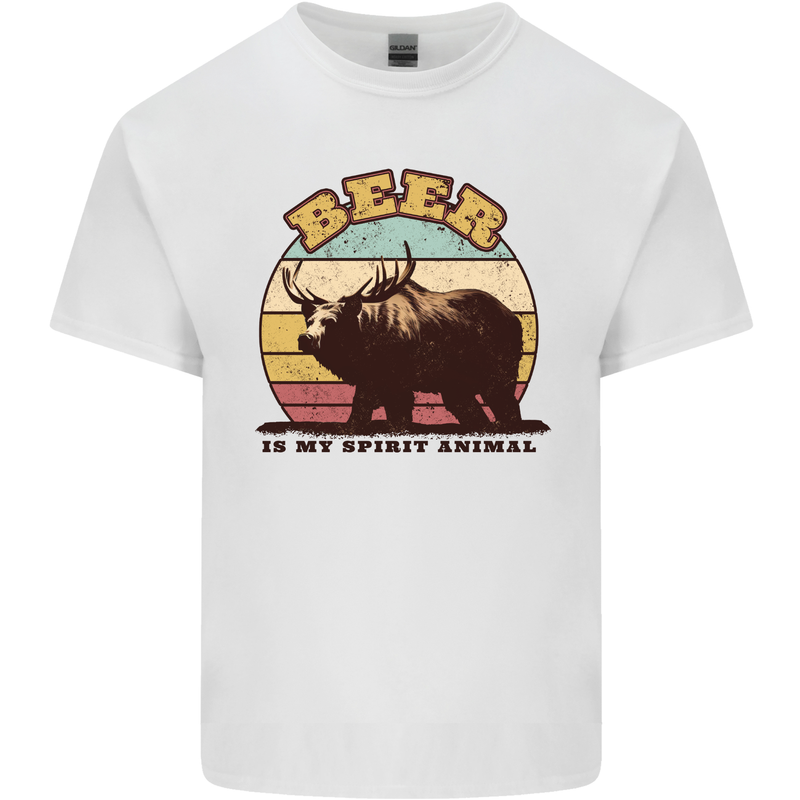 Beer is My Spiritual Animal Funny Alcohol Bear Mens Cotton T-Shirt Tee Top White