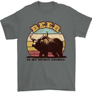 Beer is My Spiritual Animal Funny Alcohol Bear Mens T-Shirt 100% Cotton Charcoal
