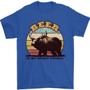 Beer is My Spiritual Animal Funny Alcohol Bear Mens T-Shirt 100% Cotton Royal Blue