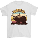 Beer is My Spiritual Animal Funny Alcohol Bear Mens T-Shirt 100% Cotton White