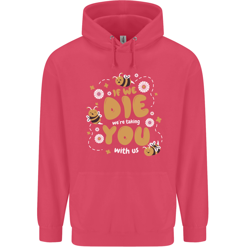 Bees If We Die You Die Childrens Kids Hoodie Heliconia