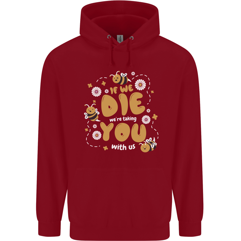 Bees If We Die You Die Childrens Kids Hoodie Red