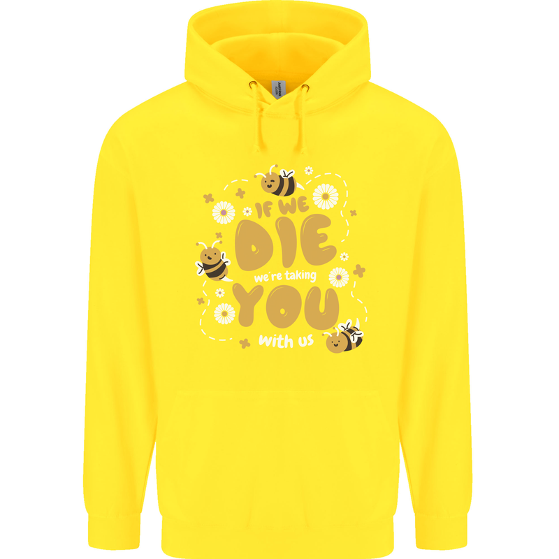 Bees If We Die You Die Childrens Kids Hoodie Yellow