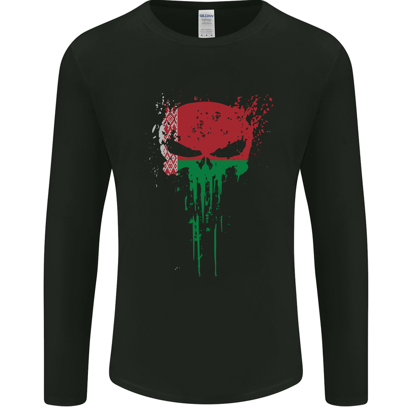 Belarus Skull Gym Training Bodybuilding Mens Long Sleeve T-Shirt Black