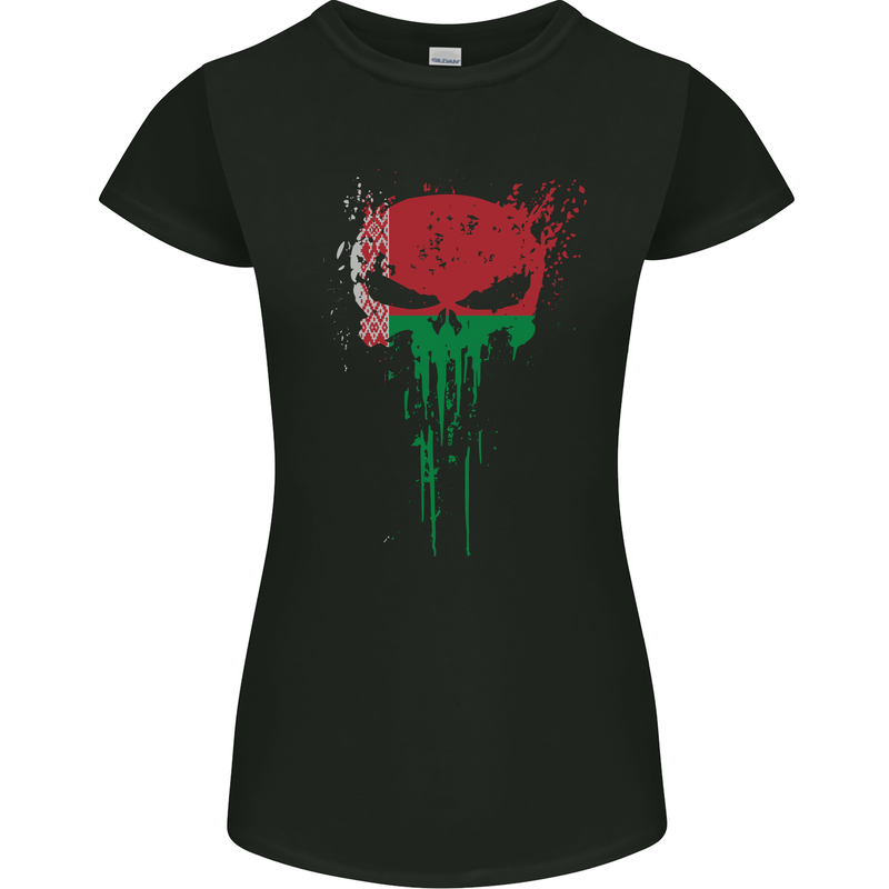 Belarus Skull Gym Training Bodybuilding Womens Petite Cut T-Shirt Black