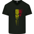 Belgium Skull Gym Training Bodybuilding Mens V-Neck Cotton T-Shirt Black