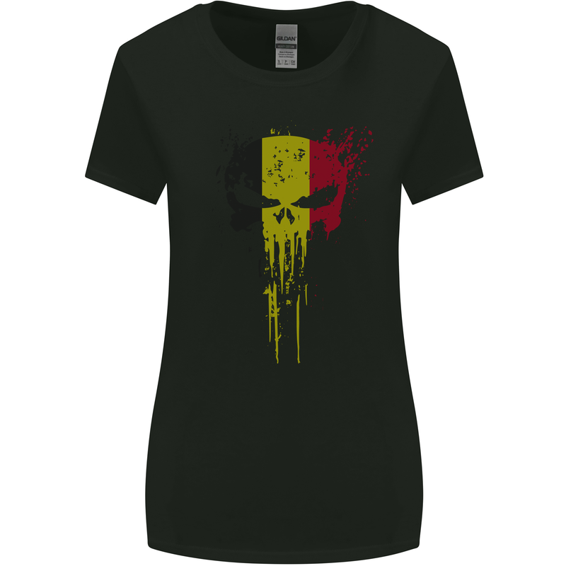 Belgium Skull Gym Training Bodybuilding Womens Wider Cut T-Shirt Black