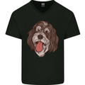 Bernedoodle Dog Mens V-Neck Cotton T-Shirt Black