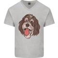 Bernedoodle Dog Mens V-Neck Cotton T-Shirt Sports Grey