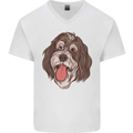 Bernedoodle Dog Mens V-Neck Cotton T-Shirt White