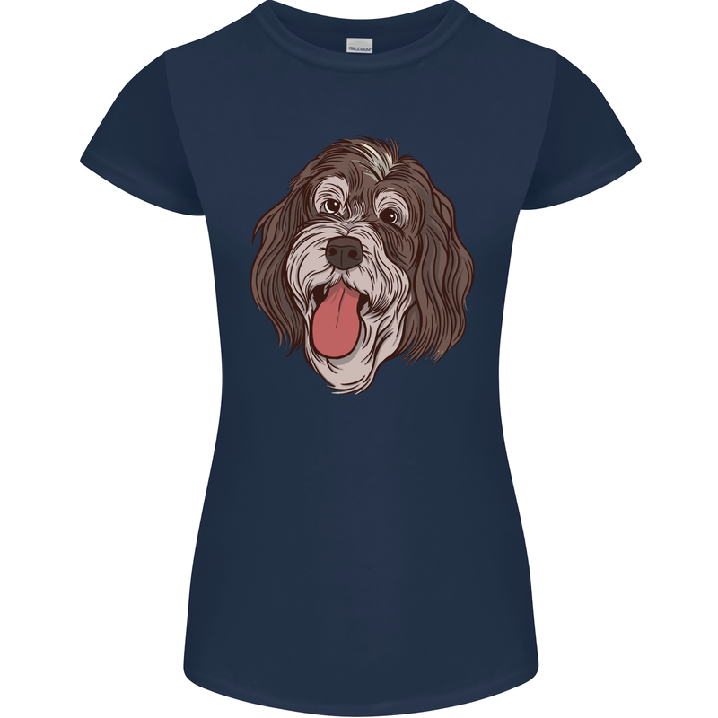 Bernedoodle Dog Womens Petite Cut T-Shirt Navy Blue