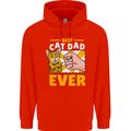 Best Cat Dad Ever Funny Fathers Day Childrens Kids Hoodie Bright Red