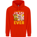Best Cat Dad Ever Funny Fathers Day Childrens Kids Hoodie Bright Red