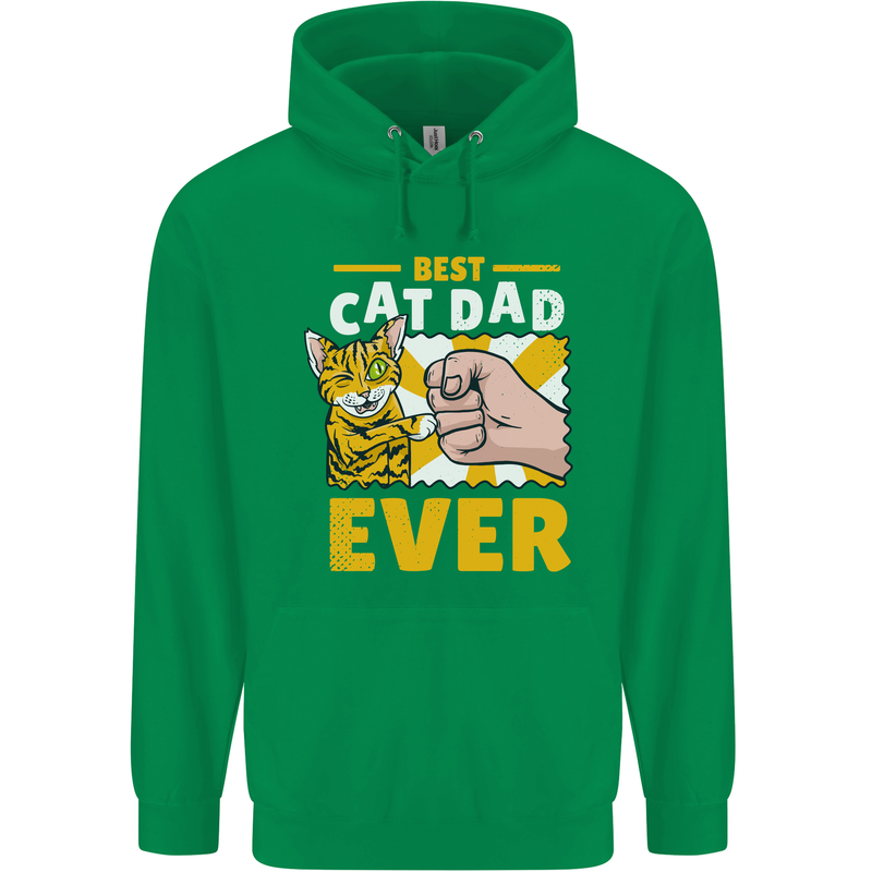 Best Cat Dad Ever Funny Fathers Day Childrens Kids Hoodie Irish Green