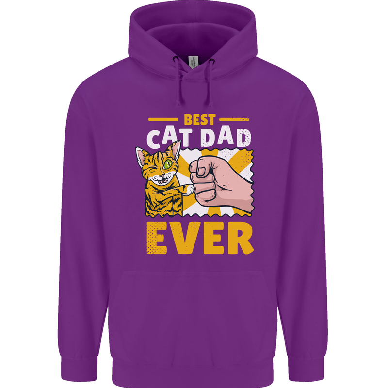 Best Cat Dad Ever Funny Fathers Day Childrens Kids Hoodie Purple