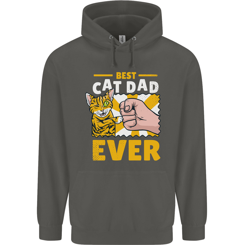 Best Cat Dad Ever Funny Fathers Day Childrens Kids Hoodie Storm Grey