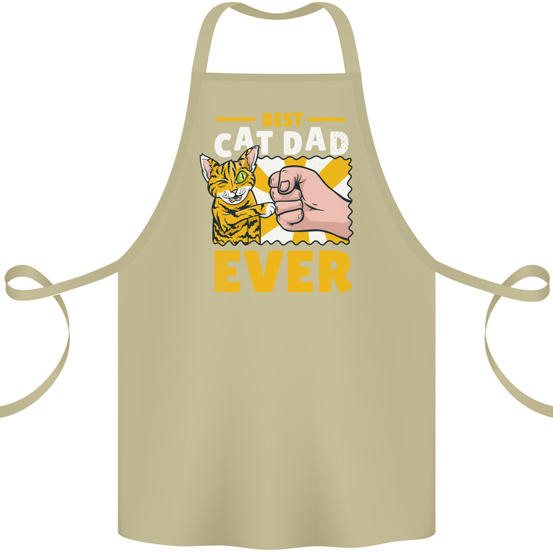 Best Cat Dad Ever Funny Fathers Day Cotton Apron 100% Organic Khaki