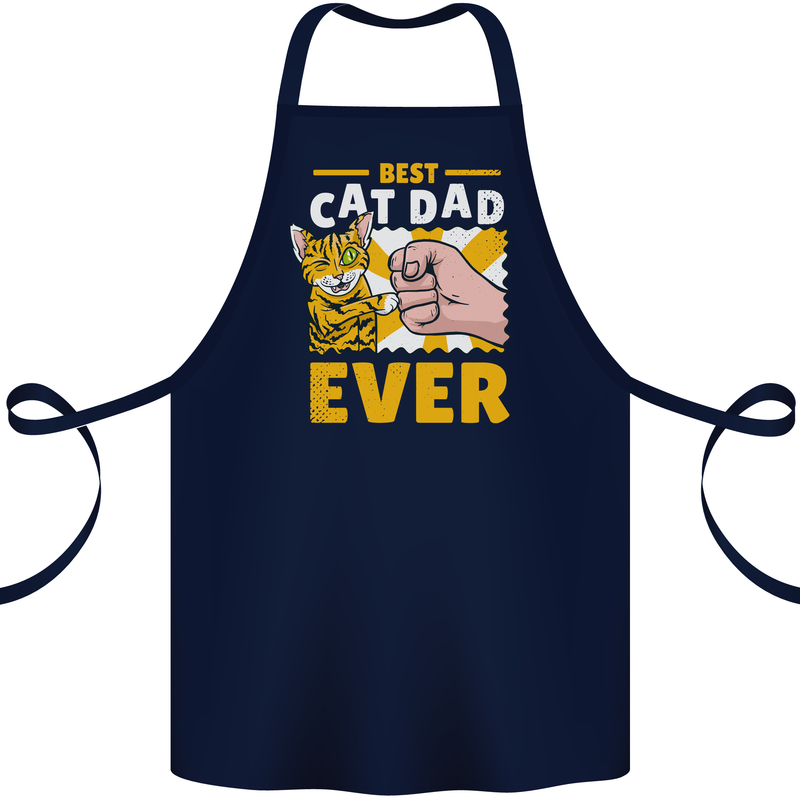 Best Cat Dad Ever Funny Fathers Day Cotton Apron 100% Organic Navy Blue