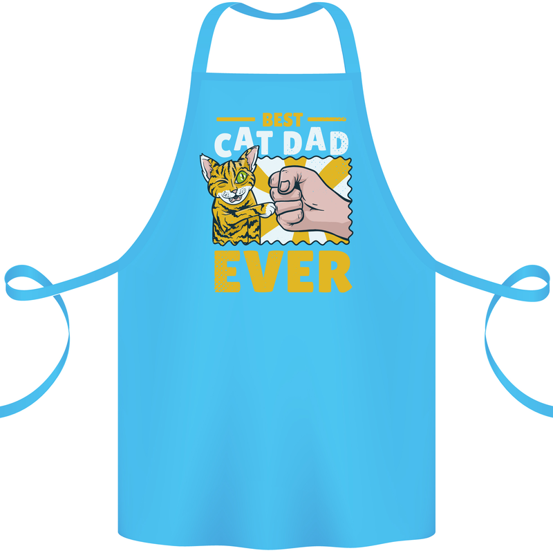 Best Cat Dad Ever Funny Fathers Day Cotton Apron 100% Organic Turquoise