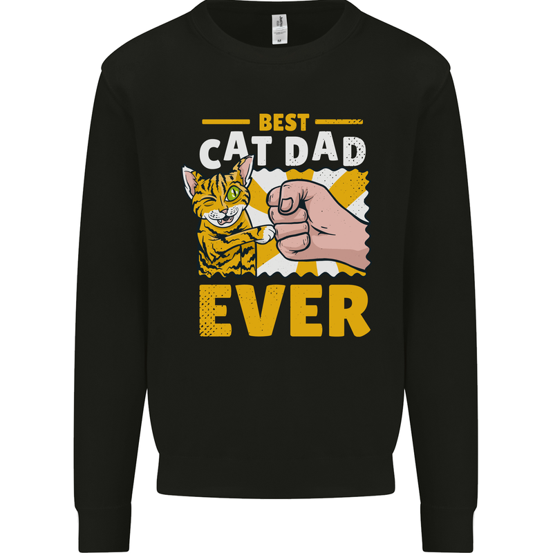 Best Cat Dad Ever Funny Fathers Day Kids Sweatshirt Jumper Black