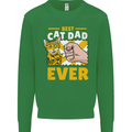 Best Cat Dad Ever Funny Fathers Day Kids Sweatshirt Jumper Irish Green
