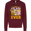 Best Cat Dad Ever Funny Fathers Day Kids Sweatshirt Jumper Maroon