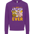 Best Cat Dad Ever Funny Fathers Day Kids Sweatshirt Jumper Purple